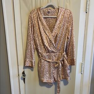 Victoria's Secret Blush and Mauve Leopard Print Satin Romper